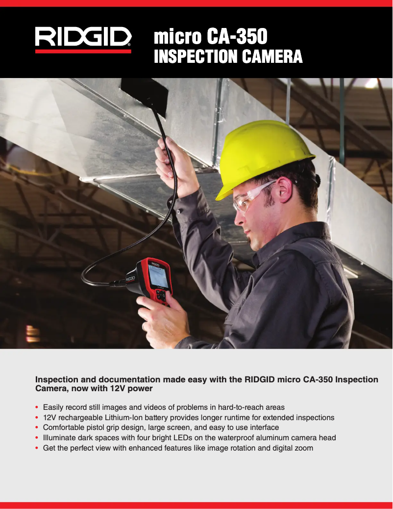 Página 1 del manual Catálogo Ridgid micro CA-350