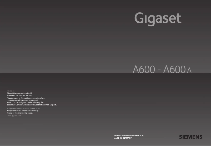 Página nº 1 - Manual de usuario Siemens Gigaset A600