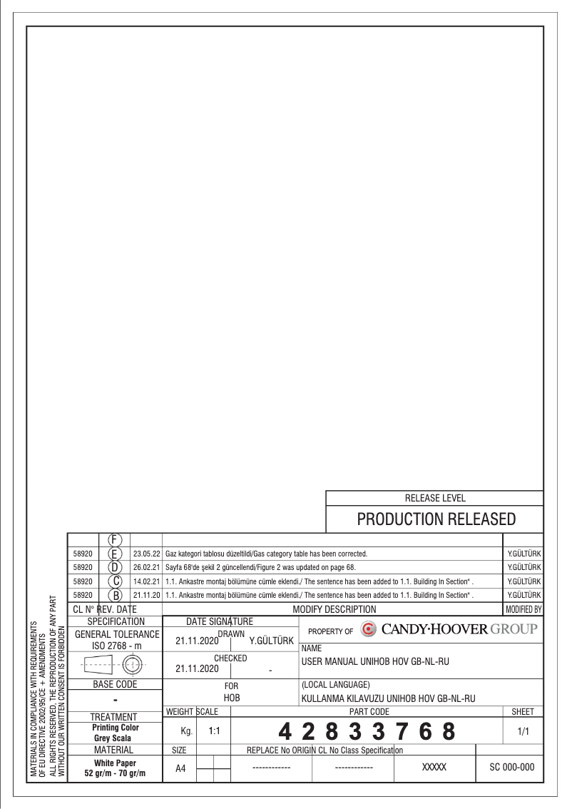 Imagen de la primera página del manual del dispositivo HHG6BF4MX