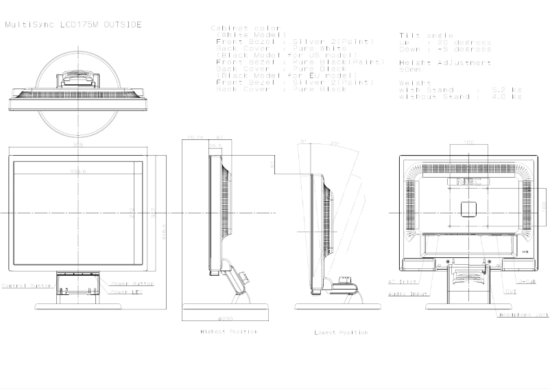 Imagen de la primera página del manual del dispositivo MultiSync LCD175M
