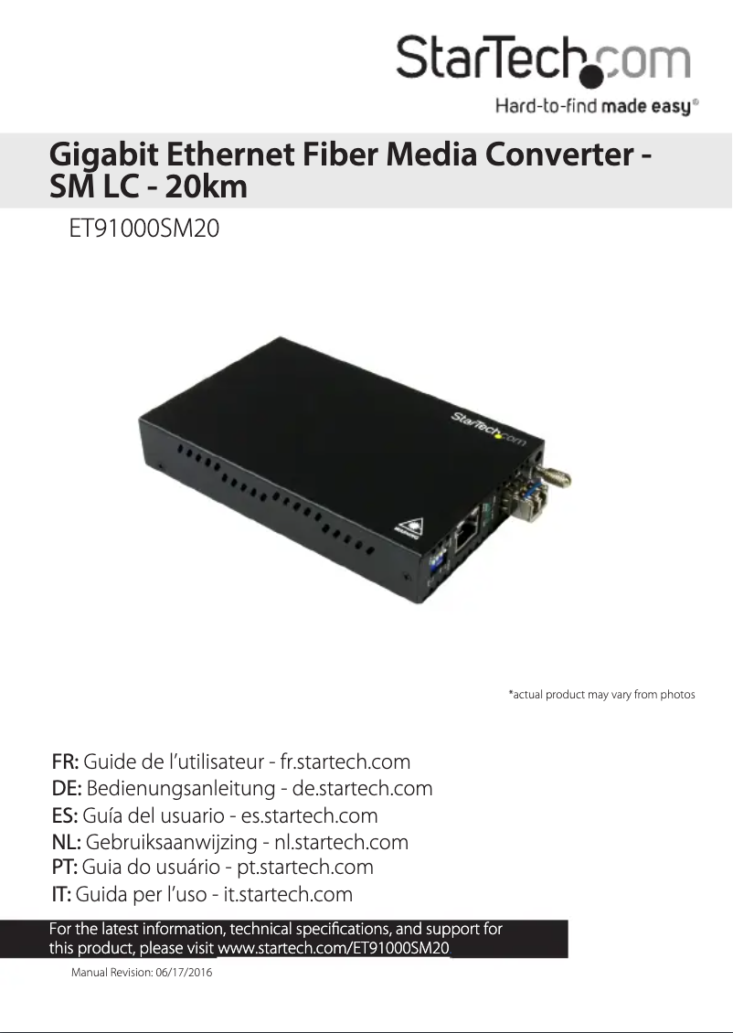 Imagen de la primera página del manual del dispositivo ET91000SM20