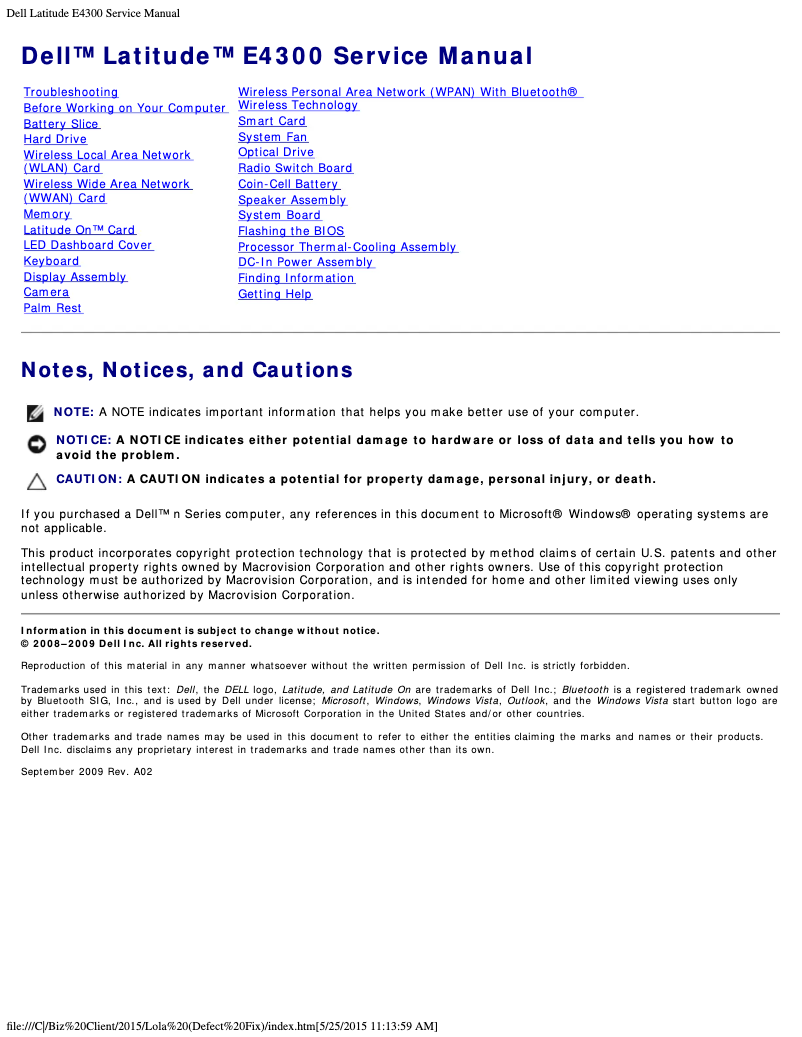 Imagen de la primera página del manual del dispositivo Latitude E4300