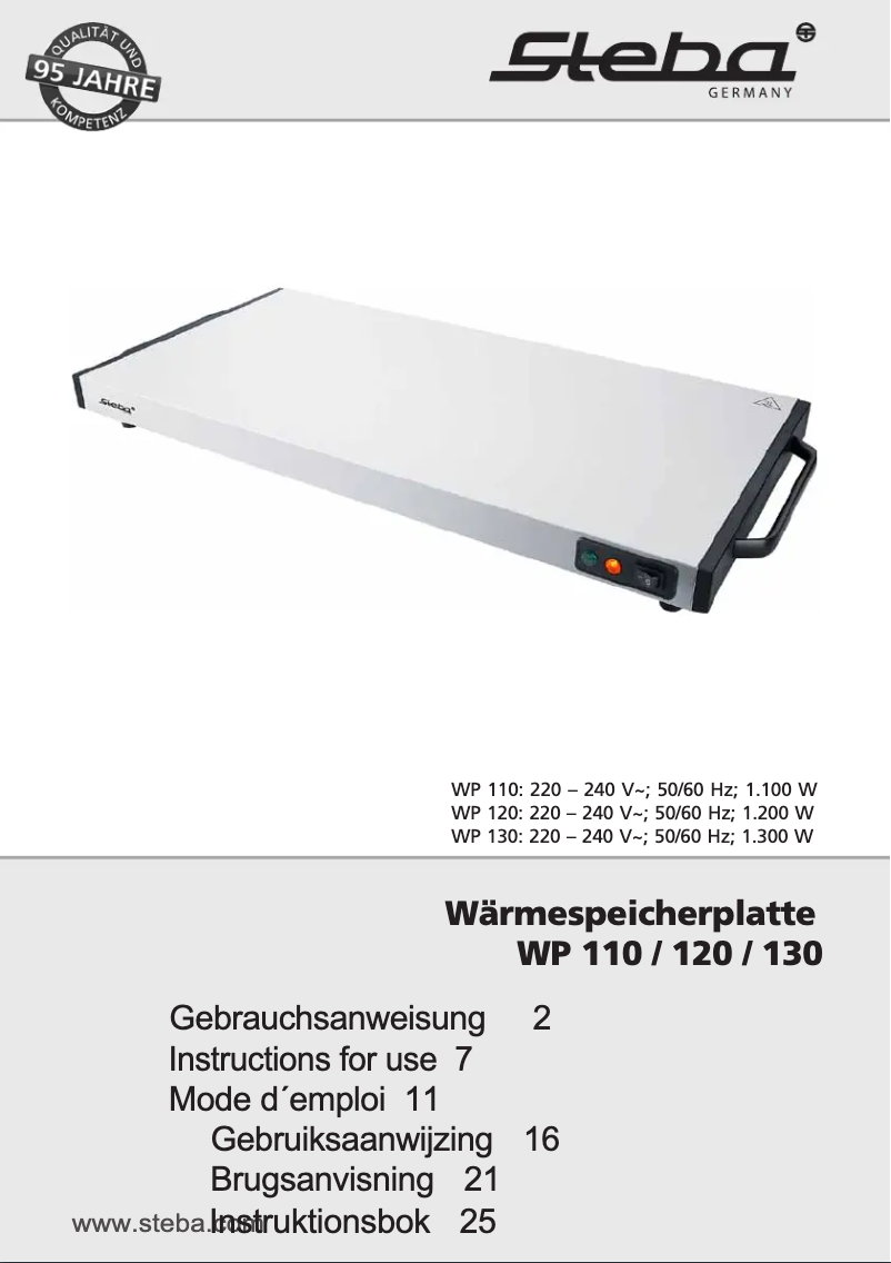 Página 1 del manual Manual de usuario Steba WP 110