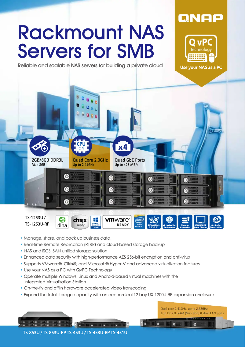 Página 1 del manual Ficha técnica QNAP TS-453U