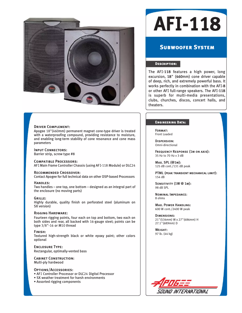 Imagen de la primera página del manual del dispositivo AFI-118