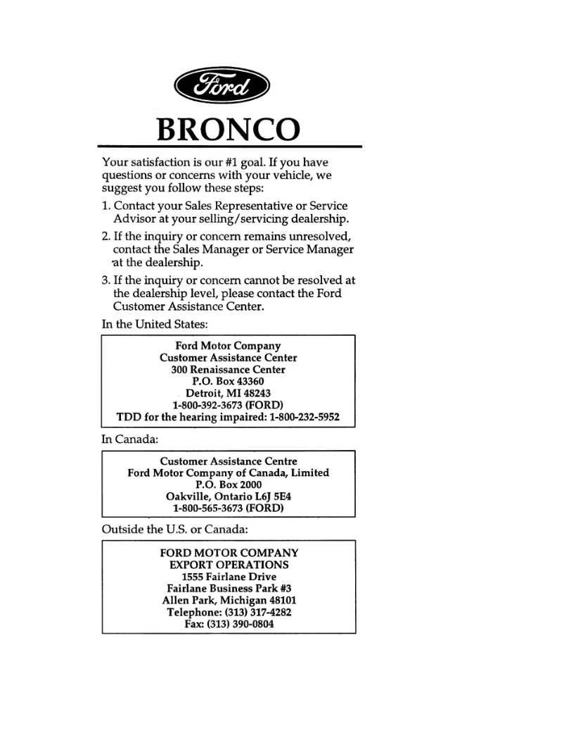 Imagen de la primera página del manual del dispositivo Bronco (1996)