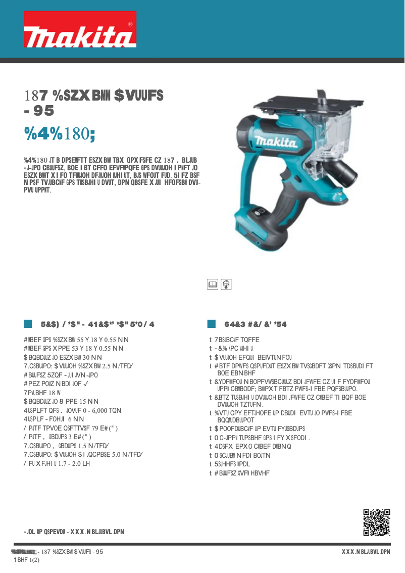 Página 1 del manual Ficha técnica Makita DSD180Z