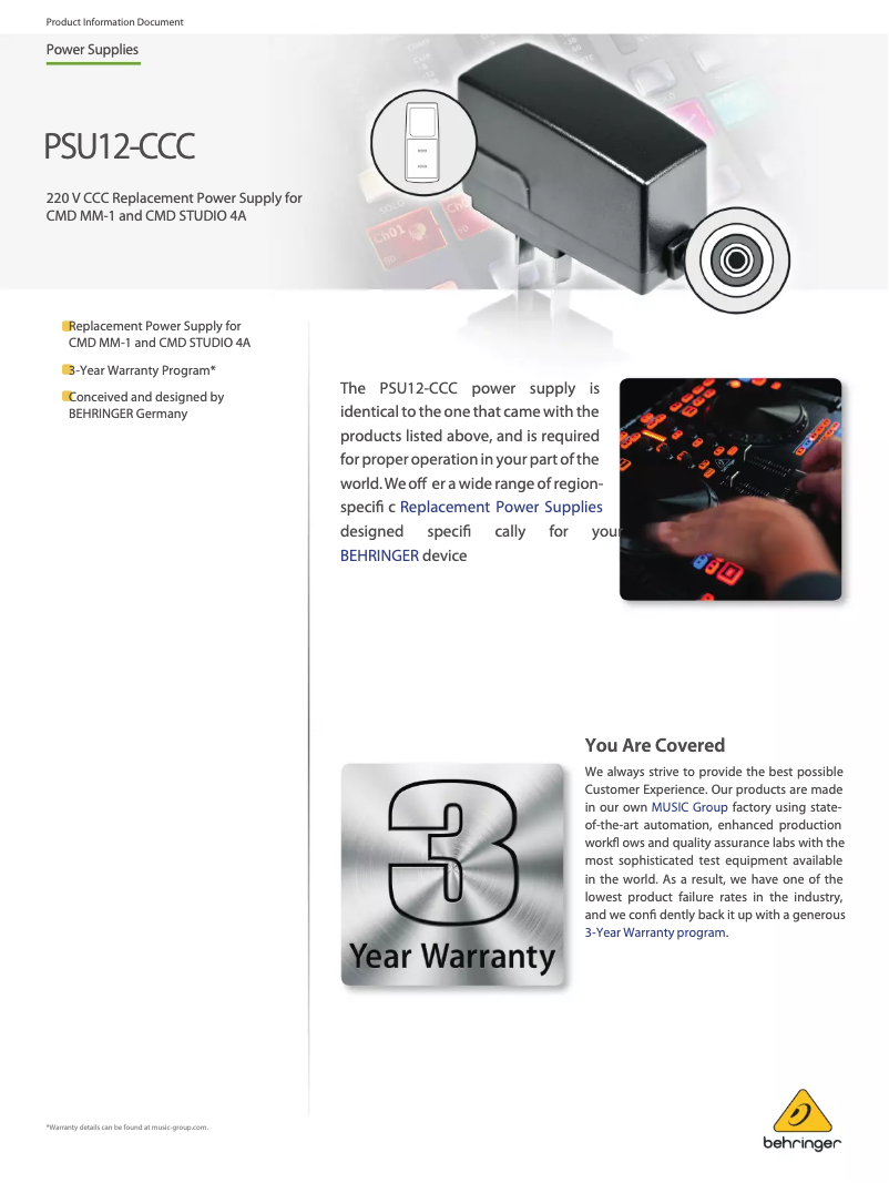 Imagen de la primera página del manual del dispositivo PSU12-CCC