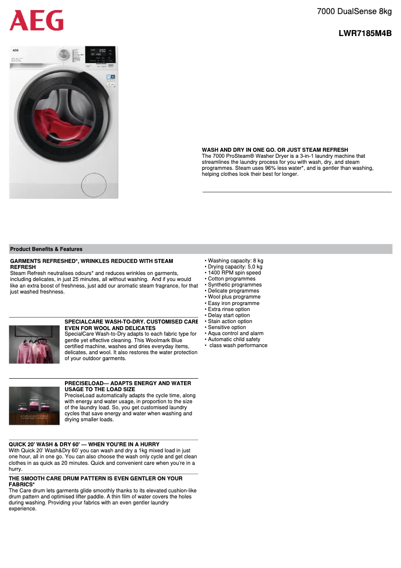 Imagen de la primera página del manual del dispositivo LWR7185M4B