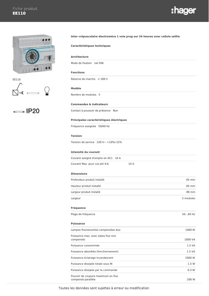 Imagen de la primera página del manual del dispositivo EE110