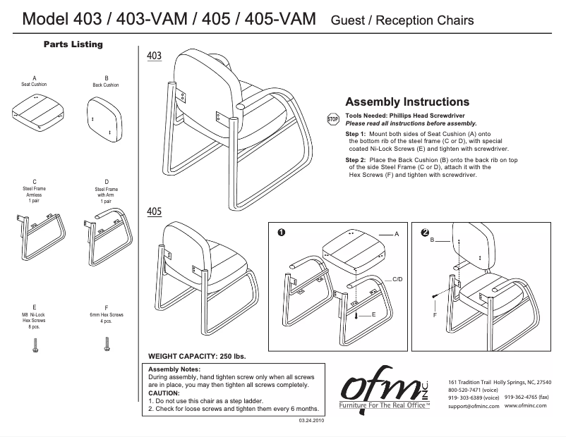 Imagen de la primera página del manual del dispositivo Model 403-VAM