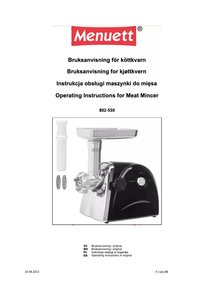 Imagen de la primera página del manual del dispositivo 802-550