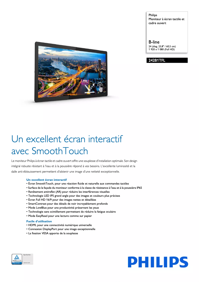 Página 1 del manual Ficha técnica Philips B Line 242B1TFL