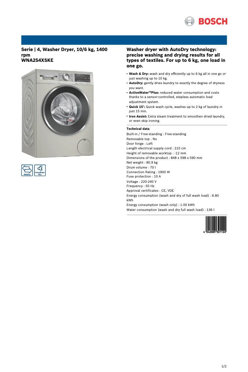 Imagen de la primera página del manual del dispositivo WNA254XSKE