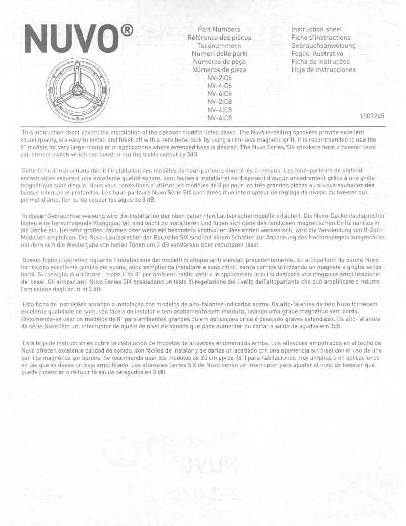 Página nº 1 - Manual de usuario NUVO Series Four NV-4IC8