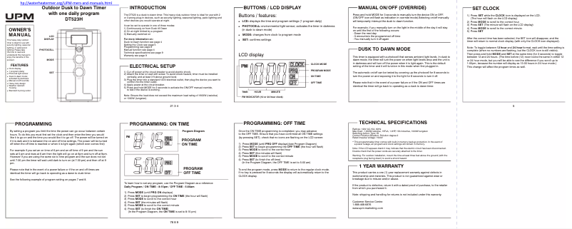 Imagen de la primera página del manual del dispositivo DT523H