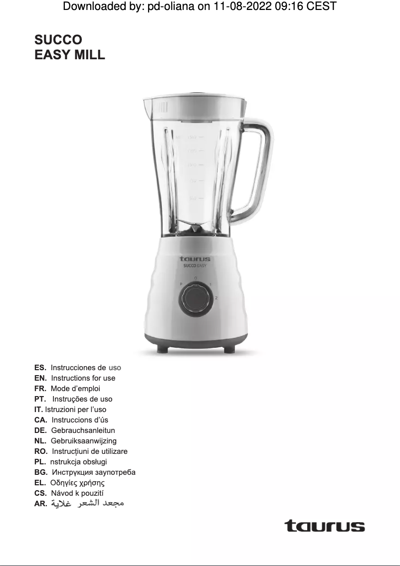 Página nº 1 - Manual de usuario Taurus Succo Easy Mill