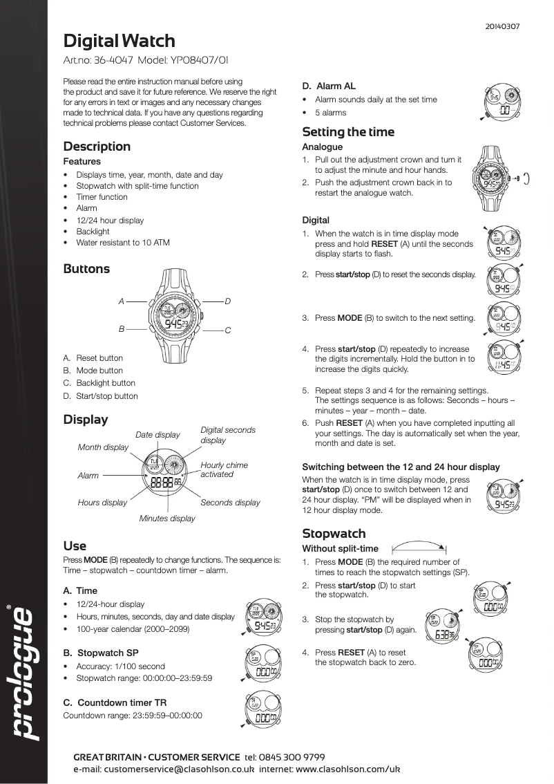 Página nº 1 - Manual de usuario Prologue YP08407/01