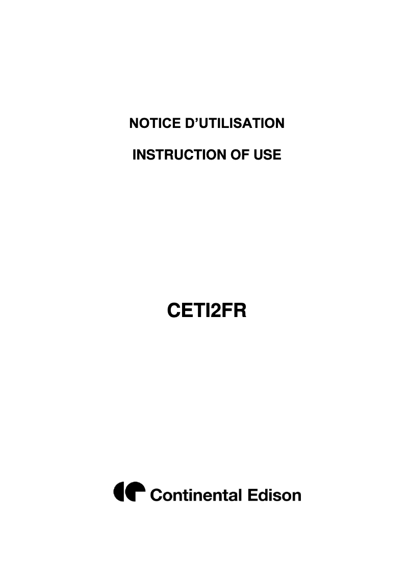 Página 1 del manual Manual de instrucciones Continental Edison CETI2FR