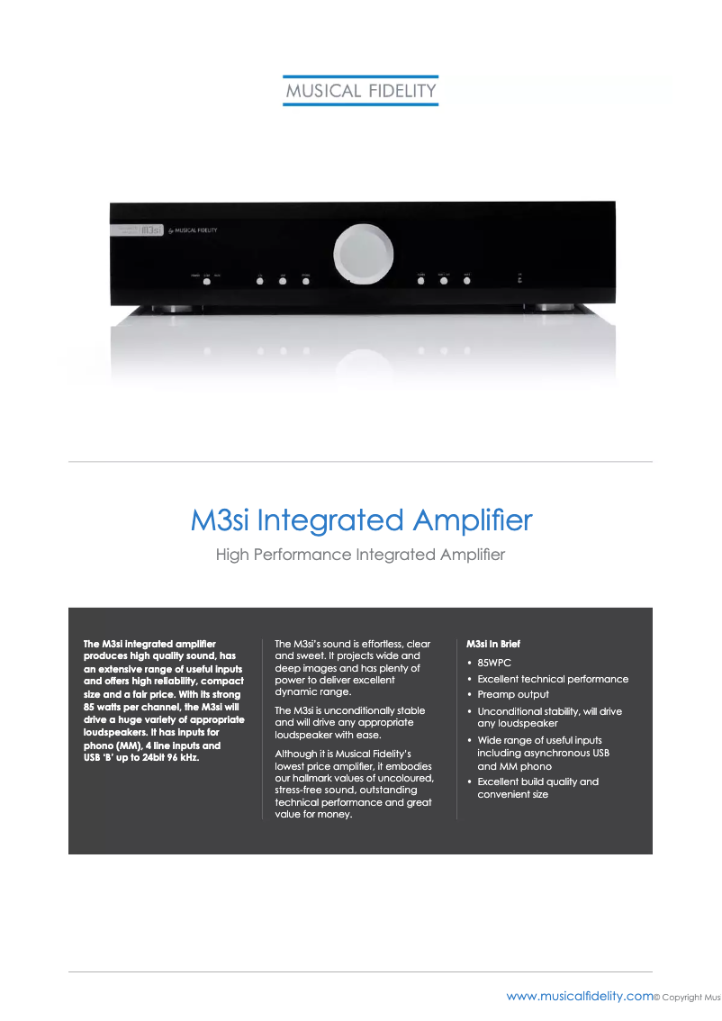 Página nº 1 - Ficha técnica Musical Fidelity M3si