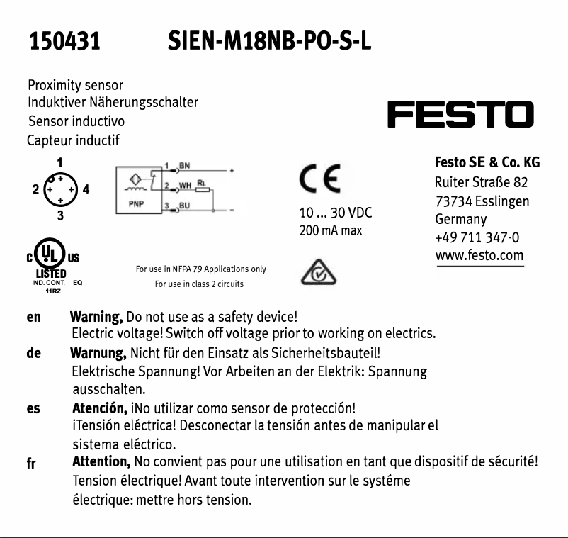 Página 1 del manual Manual de usuario Festo SIEN-M18NB-PO-S-L