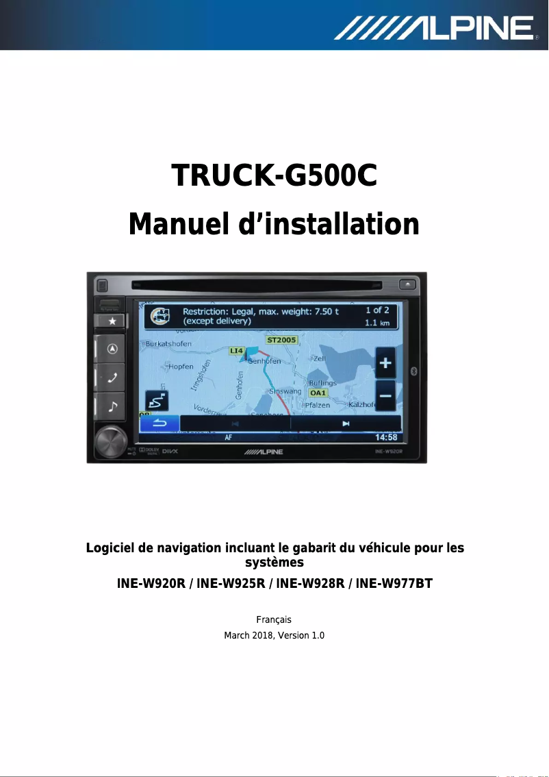 Imagen de la primera página del manual del dispositivo TRUCK-G500C