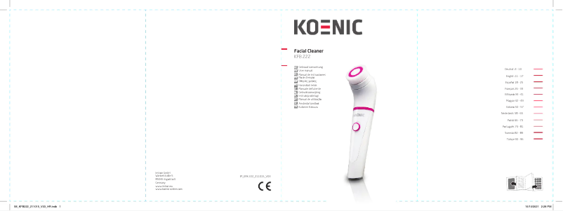 Imagen de la primera página del manual del dispositivo KFB 222