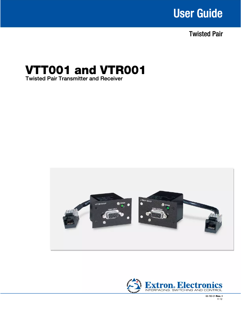 Imagen de la primera página del manual del dispositivo VTR001