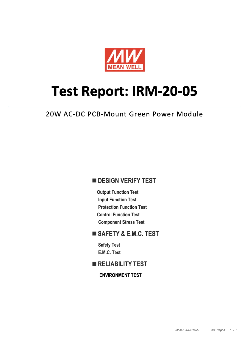 Imagen de la primera página del manual del dispositivo IRM-20-5