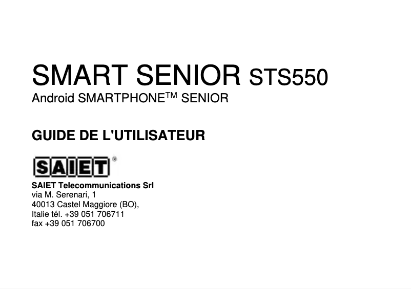 Imagen de la primera página del manual del dispositivo Smart Senior STS550