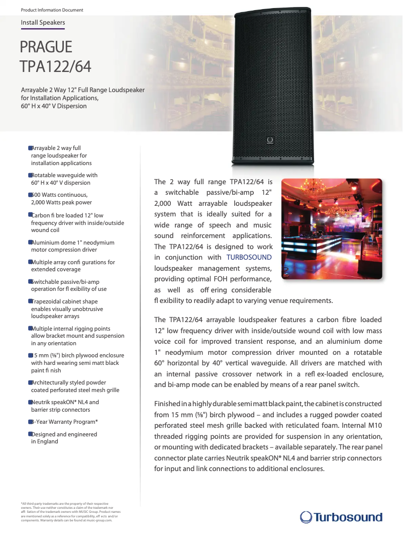 Imagen de la primera página del manual del dispositivo Prague TPA122/64