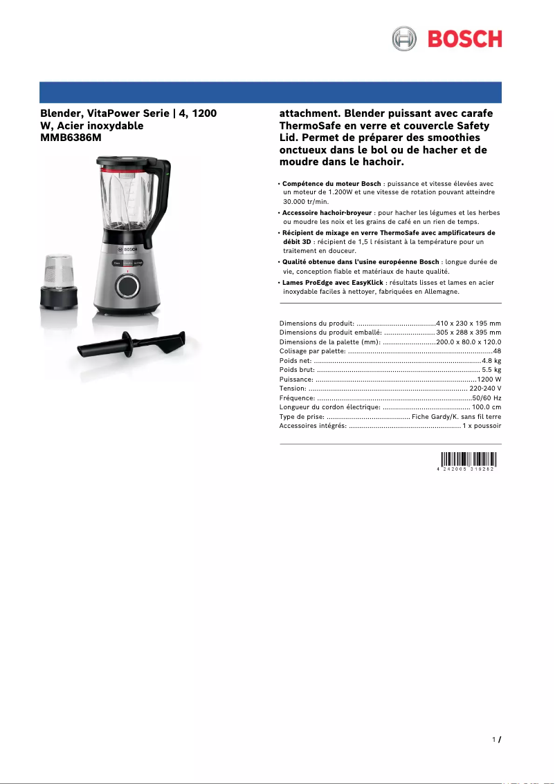 Imagen de la primera página del manual del dispositivo MMB6386M