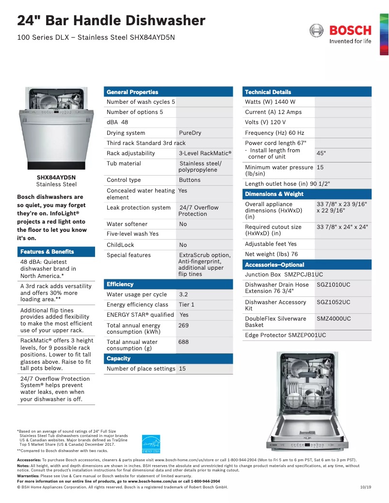 Página nº 1 - Ficha técnica Bosch SHX84AYD5N