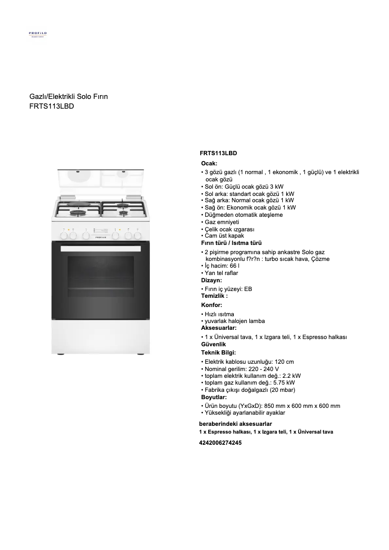 Imagen de la primera página del manual del dispositivo FRTS113LBD