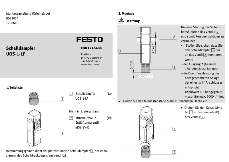 Imagen de la primera página del manual del dispositivo UOS-1-LF