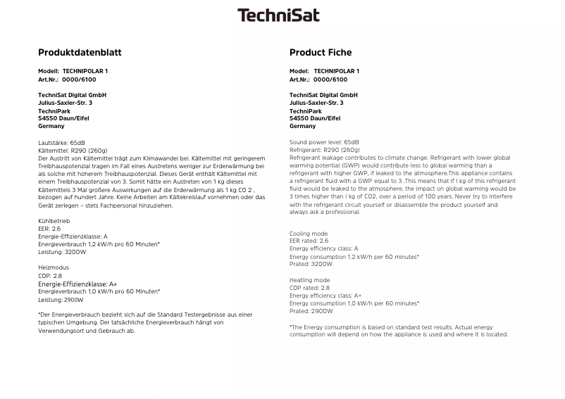 Imagen de la primera página del manual del dispositivo Technipolar 1
