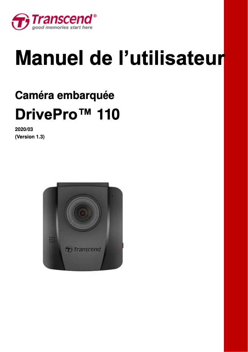 Imagen de la primera página del manual del dispositivo DrivePro 110