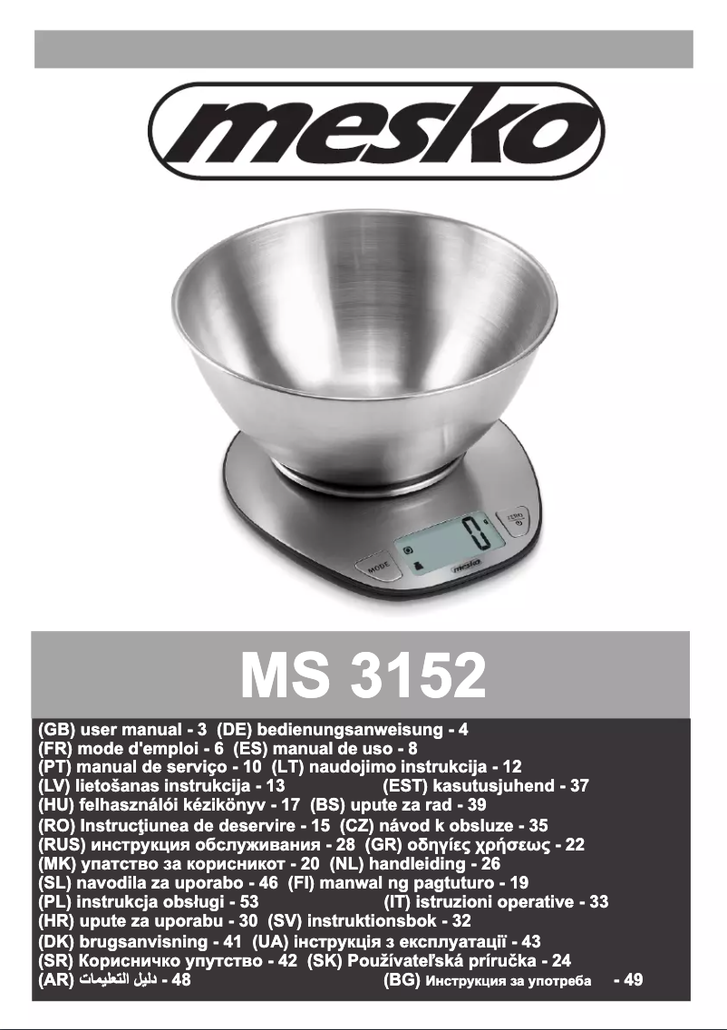 Página 1 del manual Manual de usuario Mesko MS 3152