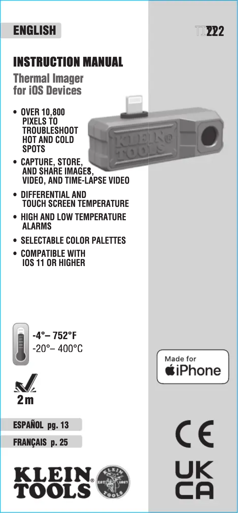Página nº 1 - Manual de usuario Klein Tools TI222