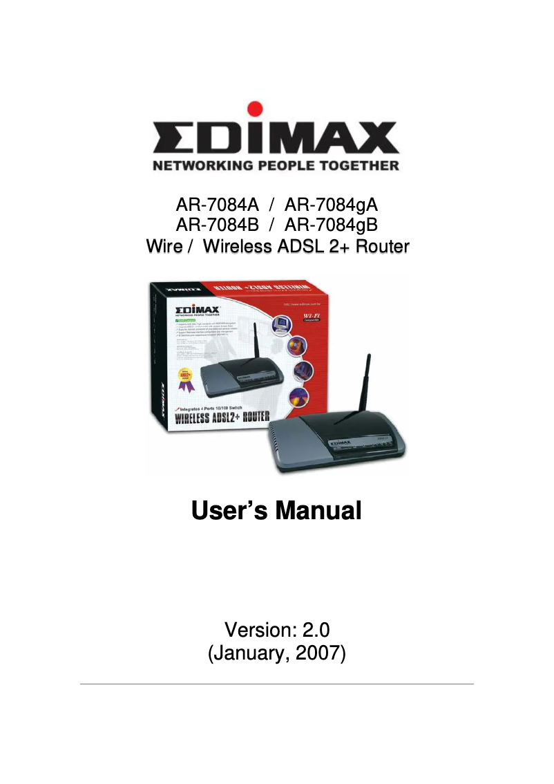 Página nº 1 - Manual de usuario Edimax AR-7084A