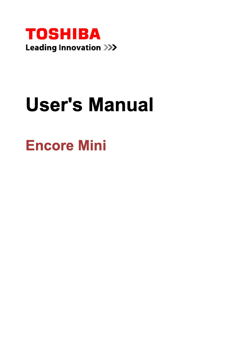 Página 1 del manual Manual de usuario Toshiba Encore Mini