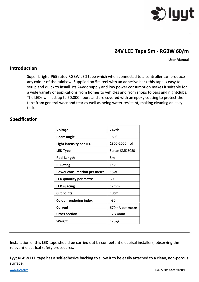 Imagen de la primera página del manual del dispositivo LT24560-RGBW
