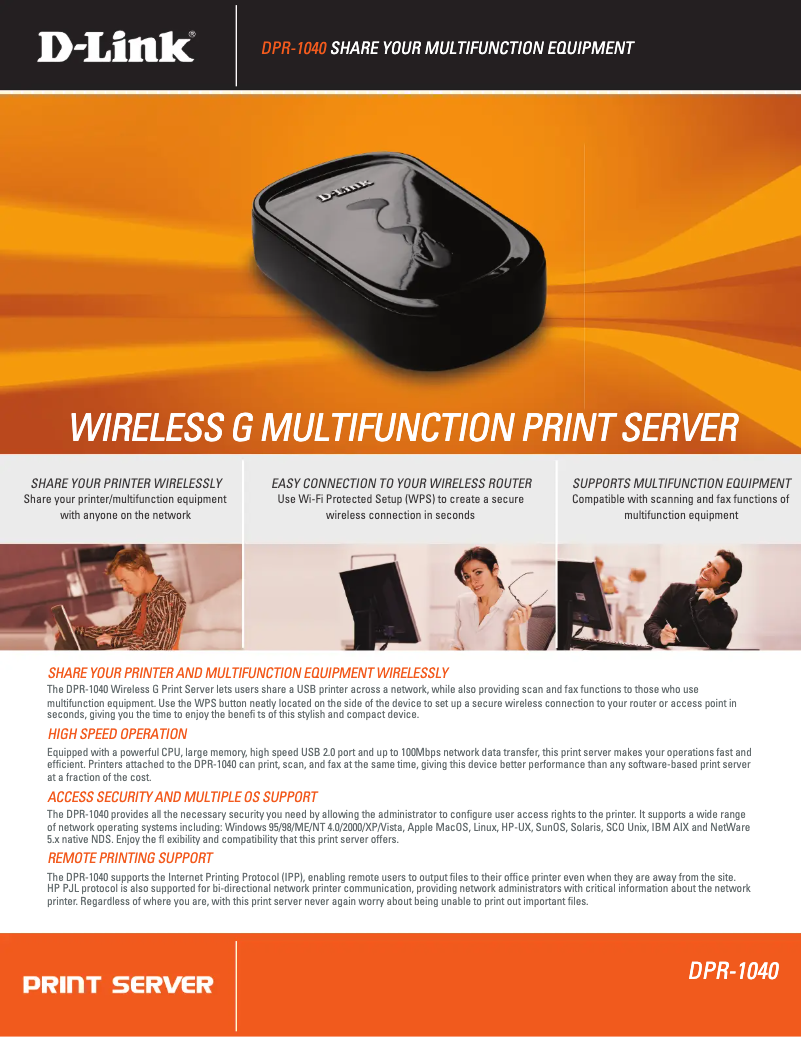 Página 1 del manual Ficha técnica D-Link DPR-1040