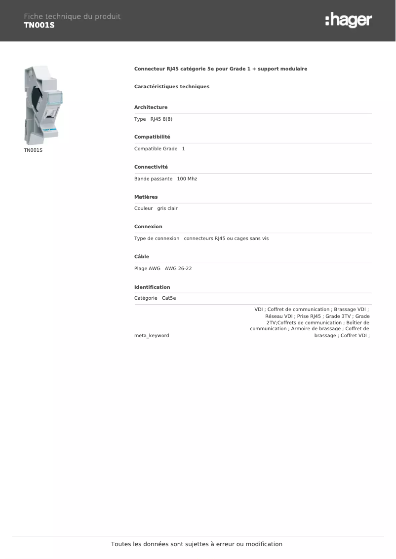 Imagen de la primera página del manual del dispositivo TN001S