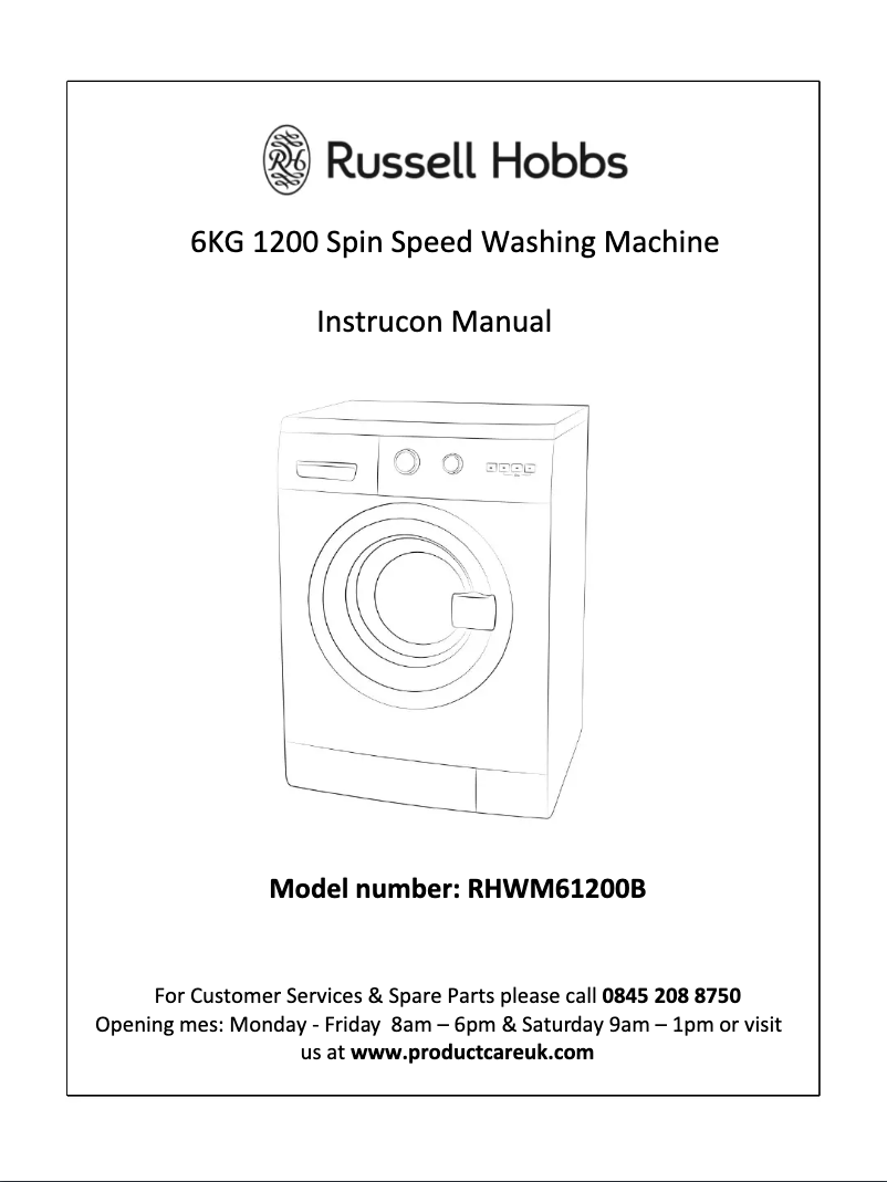 Página 1 del manual Manual de usuario Russell Hobbs RHWM61200B