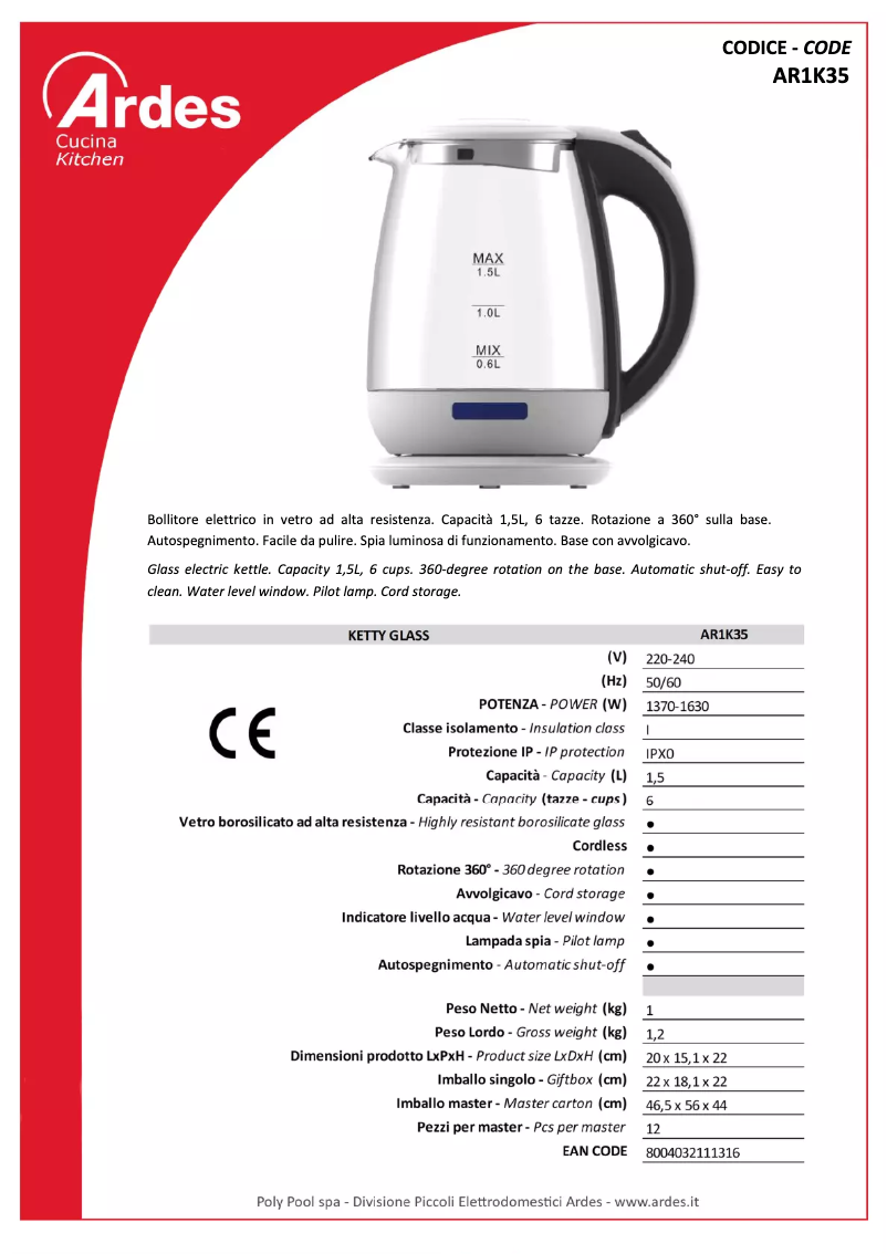 Imagen de la primera página del manual del dispositivo AR1K35