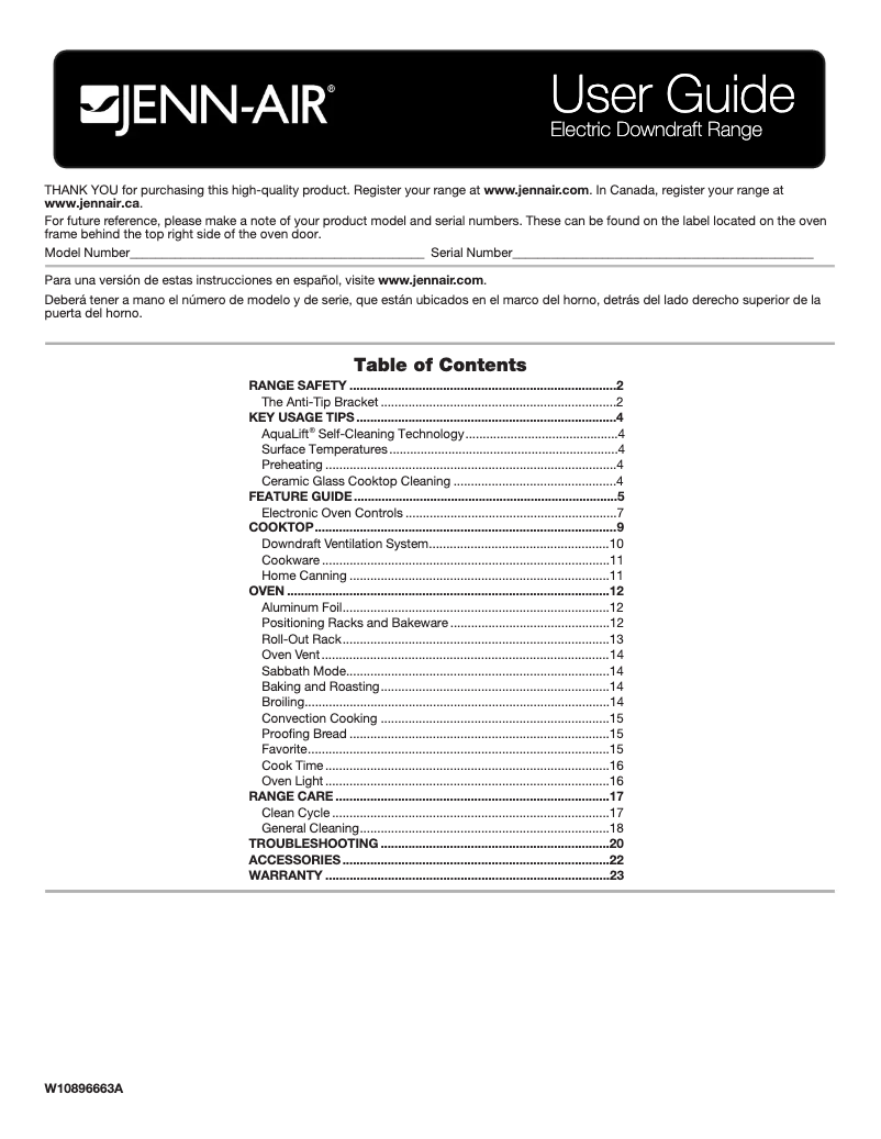 Imagen de la primera página del manual del dispositivo JES1750FB