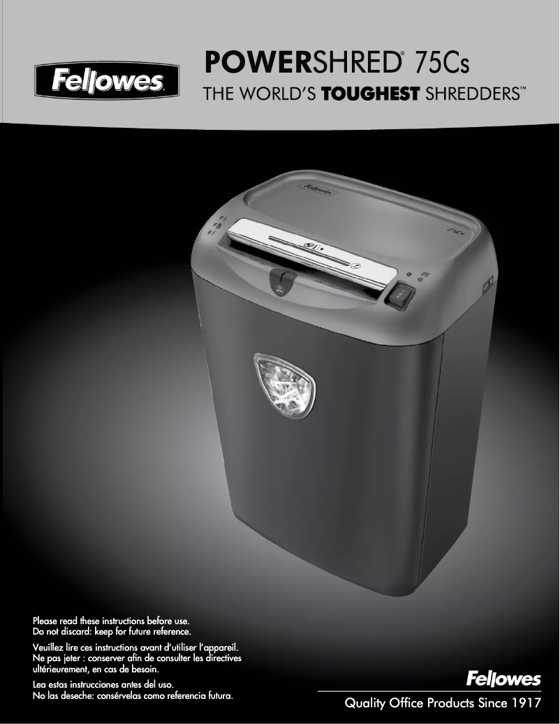 Página 1 del manual Manual de usuario Fellowes Powershred 75Cs