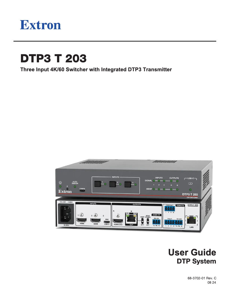 Página 1 del manual Manual de usuario Extron DTP3 T 203