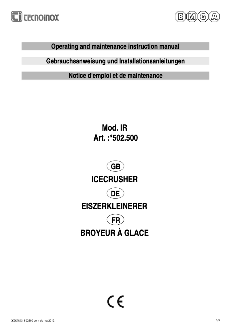 Página nº 1 - Manual de usuario Tecnoinox 502500